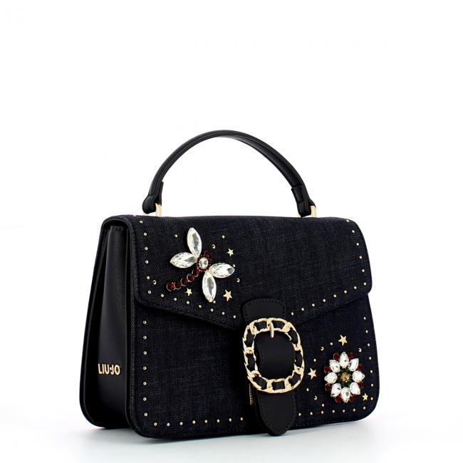 LIU JO Crossbody bag with decorative gems in black
