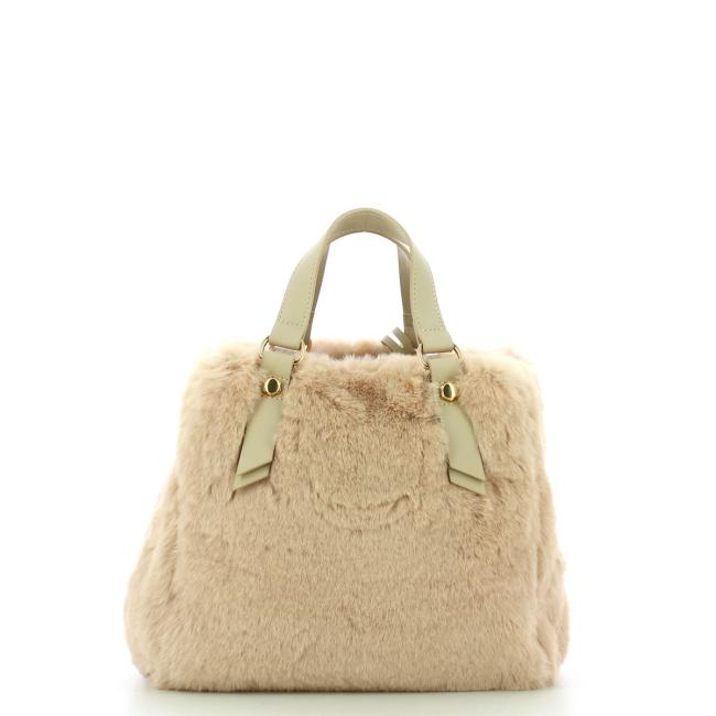 Borsa a mano Meda in faux fur Beige Manila Grace