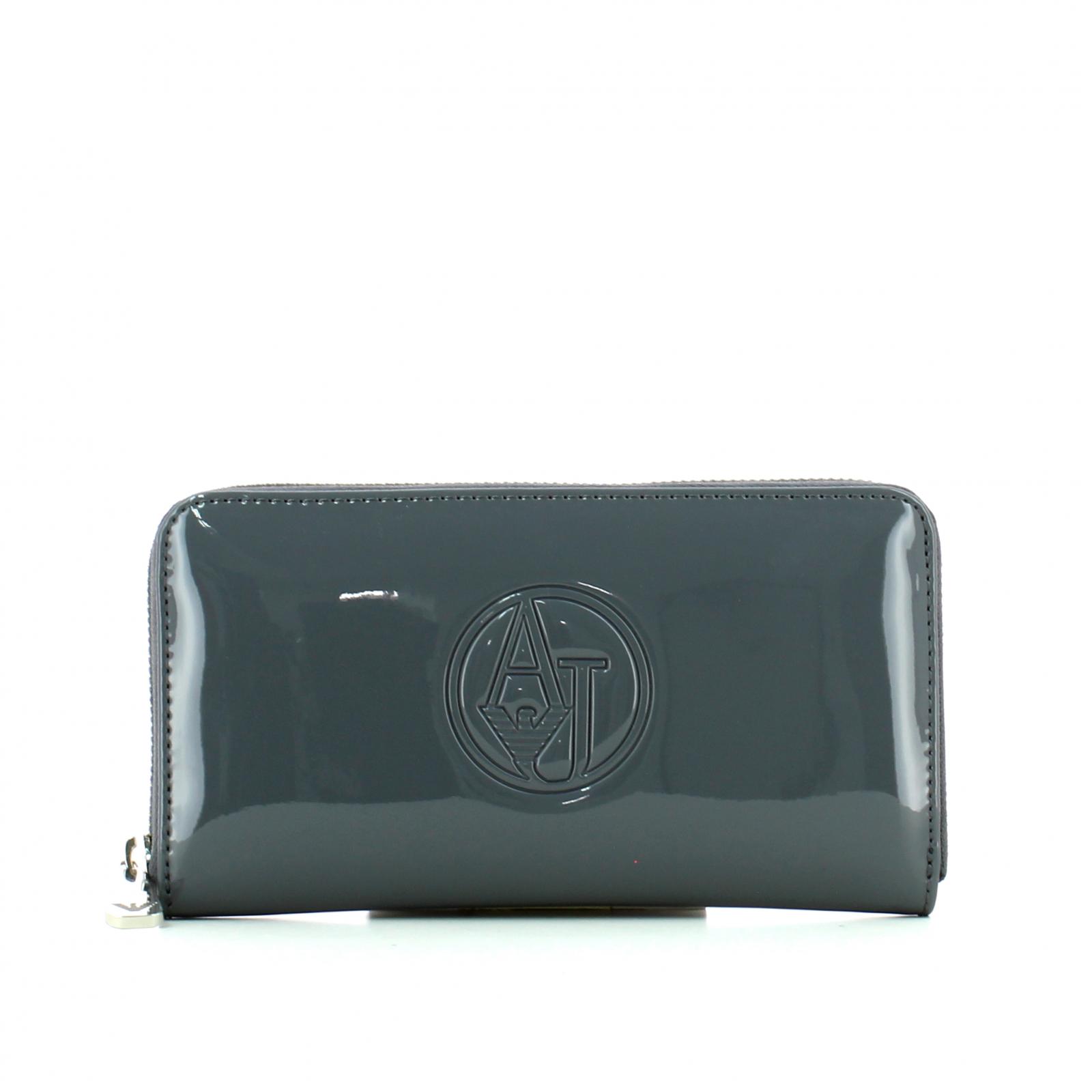 ARMANI Jeans Unisex Wallet Clutch Card Checkbook Black Zip Around Large  Logo | eBay