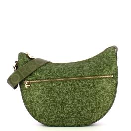 Borbonese Borsa Luna Bag Middle con taschino in Nylon Riciclato Verde Militare - 1