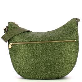 Borbonese Borsa Luna Bag Medium con taschino in Nylon Riciclato Verde Militare - 1